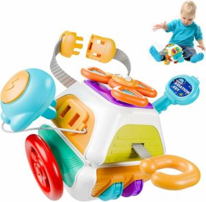 Aktivitetskuber | 10 i 1 travel cube leke for baby og småbarn  Montessori sanseløse leker for småbarn  2-3 år gamle leker  fidget travel board læringsleker  18 måneder gamle leker  reisefarger