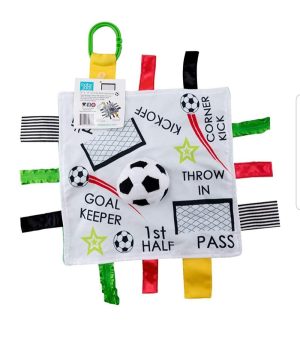 Bilsesestem & vognleker | Baby Jack & Co 10X10″ Fotball Sportskjærlighetens Klutete Måtekluter – Merkeleketøy for Babyer – Babyvognsleker – Lær former, bokstaver og farger – MVP Babyballleketøy & Baby Sports Gave med vognhake