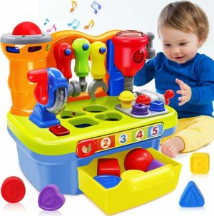 Hammering & Pounding Toys | Barnespill for 1-åring gutt jente musikkalsk lærlås for 1-2 år gammel gutt fødselsdagsgave tidlig utdanning lyd form småbarns spill alder 1-2 verktøysett for barn 12-18 måneder