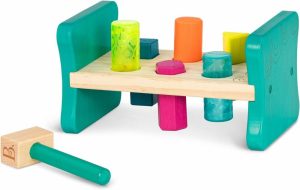 Hammering & Pounding Toys | – Treformsorter – Slåbenk for formsortering – 6 tær og lekehammer – Klassiske leker for småbarn – 2 år + – Fargerike slå og spill