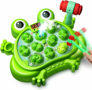 Hammering & Pounding Toys | Lekeapparater for 2-5 år gamle gutt, barneleker alder 2-4, Whack A Frog-spill, med 5 moduser, 45 nivåer, 9 musikk- og lysutløsende lekegaver for tidlig læring, fødselsdagsgave for gutt på 2-5 år