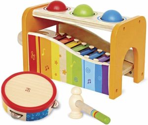 Hammering & Pounding Toys | Pund  Tapp  & Rist! Musikksett – Prisvinnende trepundestol  Baby xylofon  Og tapp sammen trommelyd – Utviklende  Giftfri  Montessori musikkinstrumenter for småbarn 1 – 4 år gamle