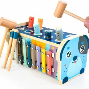 Hammering & Pounding Toys | Tømmerhammer for 12+ måneder gamle barn – Montessori-leker for 1+ år gamle babyer – Utviklingsleker med slagbenk, xylofon, tallsorteringslabyrint – Gaver for 1-2 år gamle barn