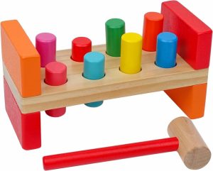 Hammering & Pounding Toys | Tømmerhammerleke for småbarn 1-3 år  Montessori slagbenk leke med 8 tuer og hammer for hånd-øyekoordinasjon  dampleke for småbarn