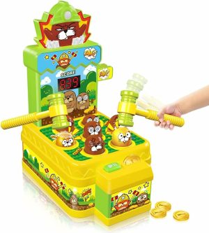 Hammering & Pounding Toys | Whack Game Mole, Mini elektronisk arkade spill med 2 hammere, slagemaskiner leke, barneleker for 3 4 5 6 7 8 år gamle gutter jenter, Whack Game Mole leke, utviklingsleke interaktiv leke