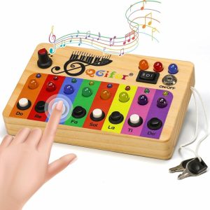 Musikalske leker | Autisme sansoral Montessori-leker for 1 år gamle barn  småbarns travel board for 1 2 3 4 år gamle  treknapp musikkalsk mini-piano med LED-lys  utdanningsaktivitet barnelekser