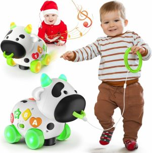 Musikalske leker | Musikalske ku-toy for 1+ år gamle gutt jente  Bilingual baby toy 6-12-18 måneder  1 års gamle gutt leker  1 års gamle jente gave  Læringsleke for småbarn Alder 1-2  Første jul 1. fødselsdagsgave