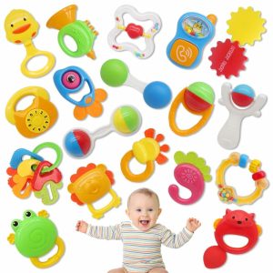 Rattler & Myke Ringer | 21Pakker Baby Rattle-leker Set  Baby-leker 3-6 Måneders gamle  Baby Grasp og Shakle Rattle  Sensory Tuggemål  Musikkleker for 3 4 5 6 7 8 9 10 11 12 Måneders gamle  1 År Gamle Leker for Nyfødte Jenter og Jenter