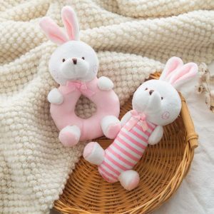 Rattler & Myke Ringer | Plush Baby Soft Rattle Toys – Rosa Kanin Baby Rattler For Spedbarn, Baby Første Myke Plush Rattler Shaker Set For Nyfødte, Myk Ring Rattler Bevissthetsspill For Spedbarn Jenter Gaver 2 stk