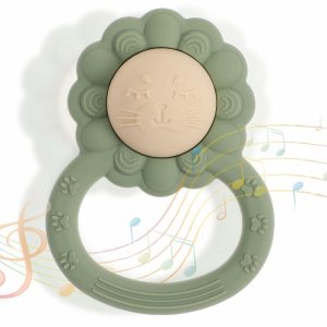 Rattler & Myke Ringer | Rattle Tannhjelp  Løveform Montessori Baby Sinnesutstyr Tannhjelp Leke  Madestandard Silikon Bpa-fritt  Nyfødtessensialer Nødvendigheter (Skiftende Sand salvie)