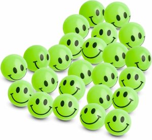 Kuler | Bulk Bouncy Balls Glow In The Dark – 24 stk (1 Tomme / 27 mm) Diameter  Høybrytende  Små Gummihansker med Smil Ansikt Blytting Baller For Barn  Vending Maskiner  spillpris Leke  festgave  gavepose Fyllstoff