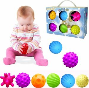 Kuler | Sensory Balls for Baby, Sensory Baby Toys 6-12 Måneders Børn, 1-3 Årers Barneleker, Fargerike, teksturerte, myke Baller Gavepakker, Montessori-leker for Børn 6-12 Måneders Baby-leker (6-pakke)