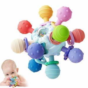 Solbriller & øyevern tilbehør | Baby Sensory Montessori-leke – Badesett for tannhuggere – Tannhuggere for nyfødte – Utviklingsrattler tyggeleker gave til 0 3 6 9 12 18 måneder jente gutt – Reiseleke for 1 2 ett år gamle