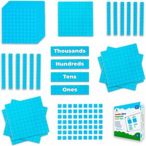 Sortering og plassering av leker | 131+4 Pcs Jumbo Blå Magnetisk Tensett Blokker For Matematikk + Overskrifter – Matematikk Manipulasjoner Tensett Blokker  Storskala Manipulasjoner Magneter  Teller For Barn  Skolelokalens Nødvendigheter –