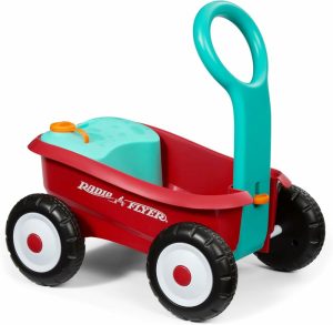 Trykk- og dra-leker | Bubble Buddy Walker Wagon, Bubble Machine For Kids, Rød babygård med hjul for aldre 1-4