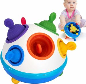 Trykk- og dra-leker | Montessori-leker for 1-åring gutt jente – barneleker med sensoriske opplevelser pop-fidgetleker roterende reiseflekker til 1-åring gave tidlig utvikling leker for småbarn 1-3 år babyleker 12-18 måneder fødselsdagsgave