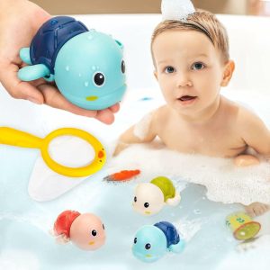 Badeleker | 3-pack babybadetøy svømmende skilpadde vannbadetøy for 1-3 åringer, flytende opprullingsleker for 1-5 år gamle gutta og jentene, nyfødt baby babybasseng vannleker, barnebasseng leker for førskolebarn og småbarn.