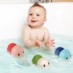 Badeleker | Badeleker for babyer – Wind Up Turtle Bathtub Toys, Leke for babyer 6-12 måneder, Muggfrie badeleker, Babybadstemplasegle lek, Lekepool for småbarn, Gave til 1 2 3 4 år gamle gutter jenter